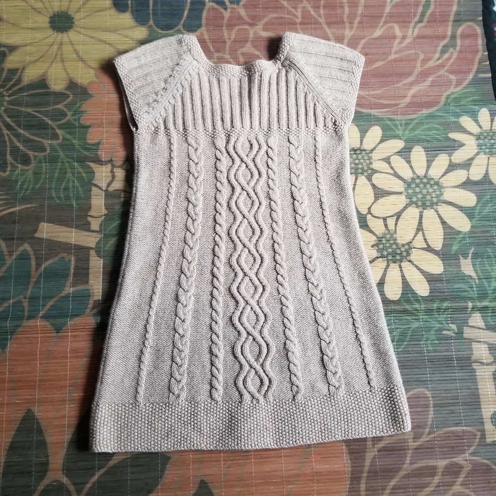 Kokun Cashmere Blend Cap Sleeve Cabled Sweater - Picture 2 of 7